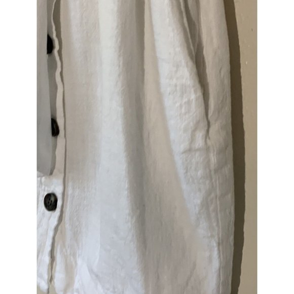 H&M Skirt 4 White Paperbag Linen Belted Tie Front Side Pockets Lined Button - Picture 6 of 12